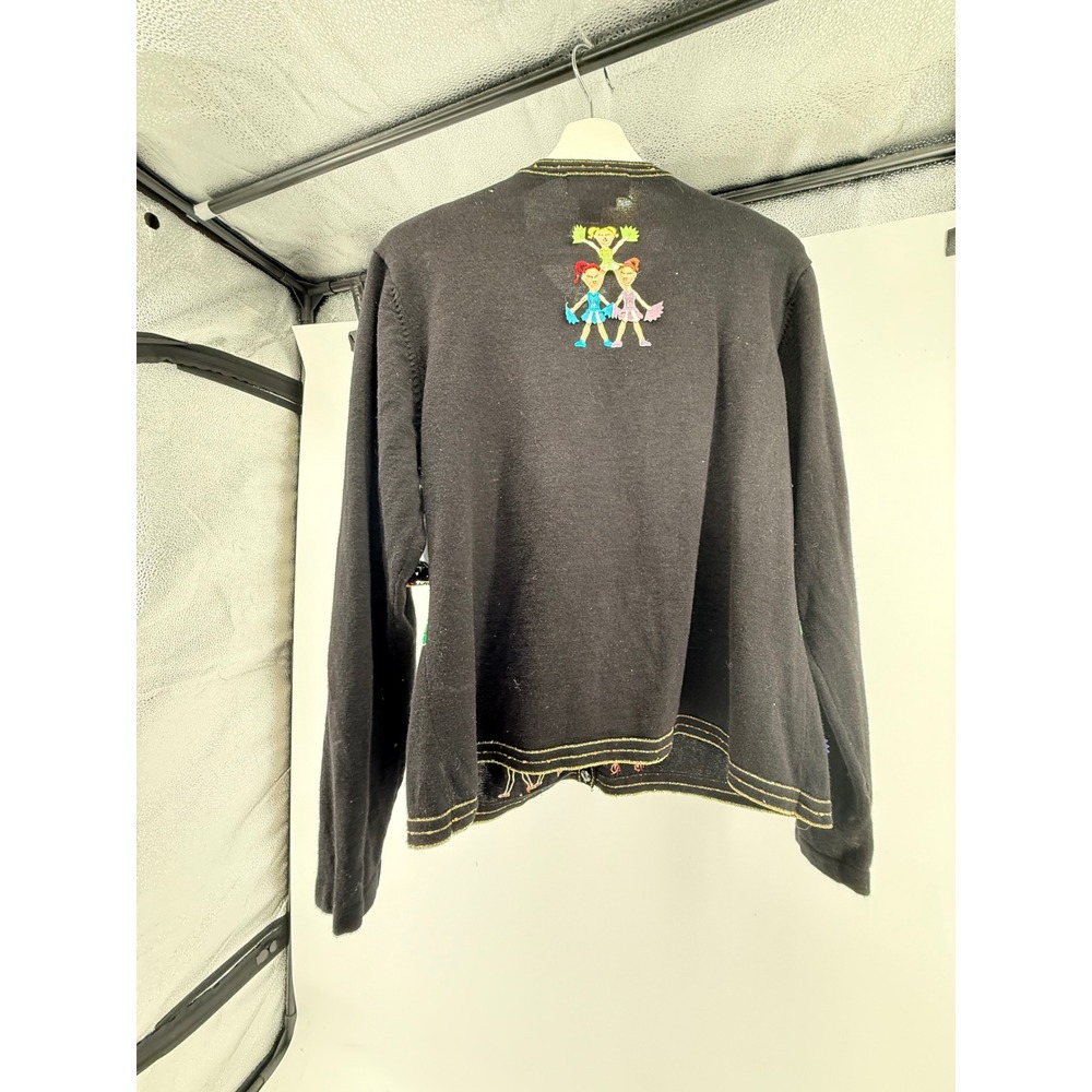 Jack B Quick Vintage Football Cheerleader Cardigan Sweater Black Green XL - Picture 2 of 7